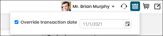 Enabling override transaction date from the transaction date control